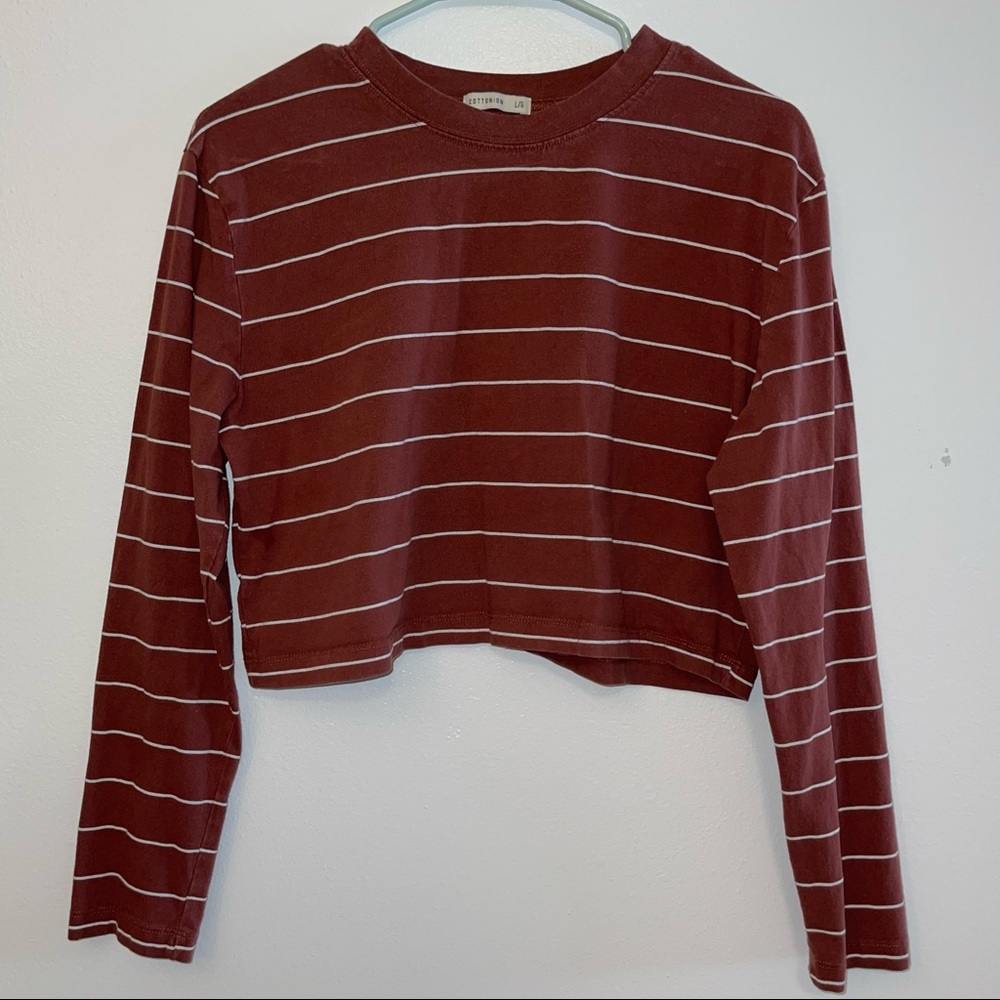 Cotton On Maroon and White Long Sleeve